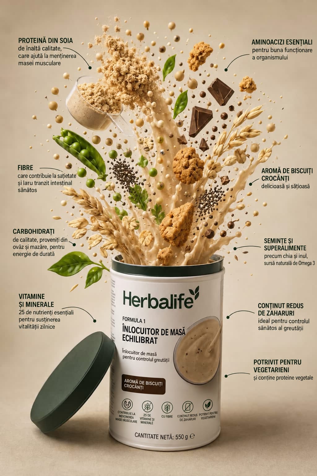 Recipient Herbalife Formula 1, aromă de fursecuri